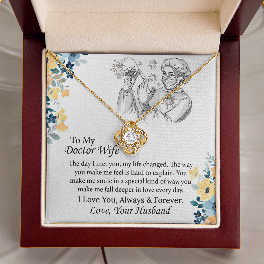 To My Doctor Wife Love Knot Necklace, Doctor Wife Gift from Husband, Nurse Wife Birthday Gift, Christmas Present for Wife