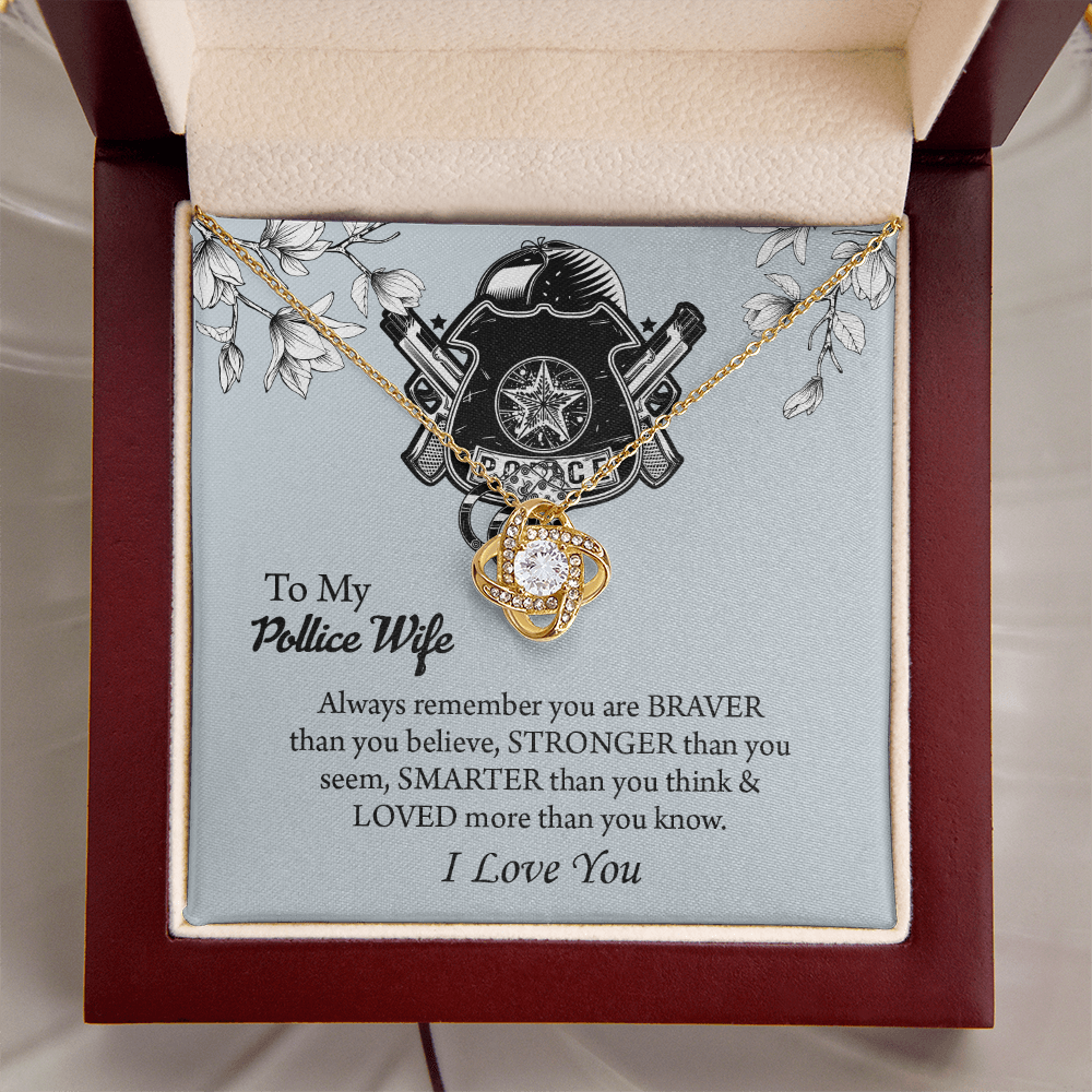 To My Police Wife Love Knot Necklace, Gift for Police Officer Wife, Police Wife Anniversary Present, Husband To Wife Birthday Gifts