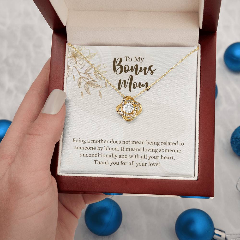 UNIDAZE To My Bonus Mom Christmas Gift Necklace, Unbiological Mom Gift, Step Mom Gift, Forever Love Necklace on Message Card, Foster Mom Gift ShineOn Fulfillment C30011TG C30011TR PB23-WOOD PT-4377 TNM-1 USER-188348