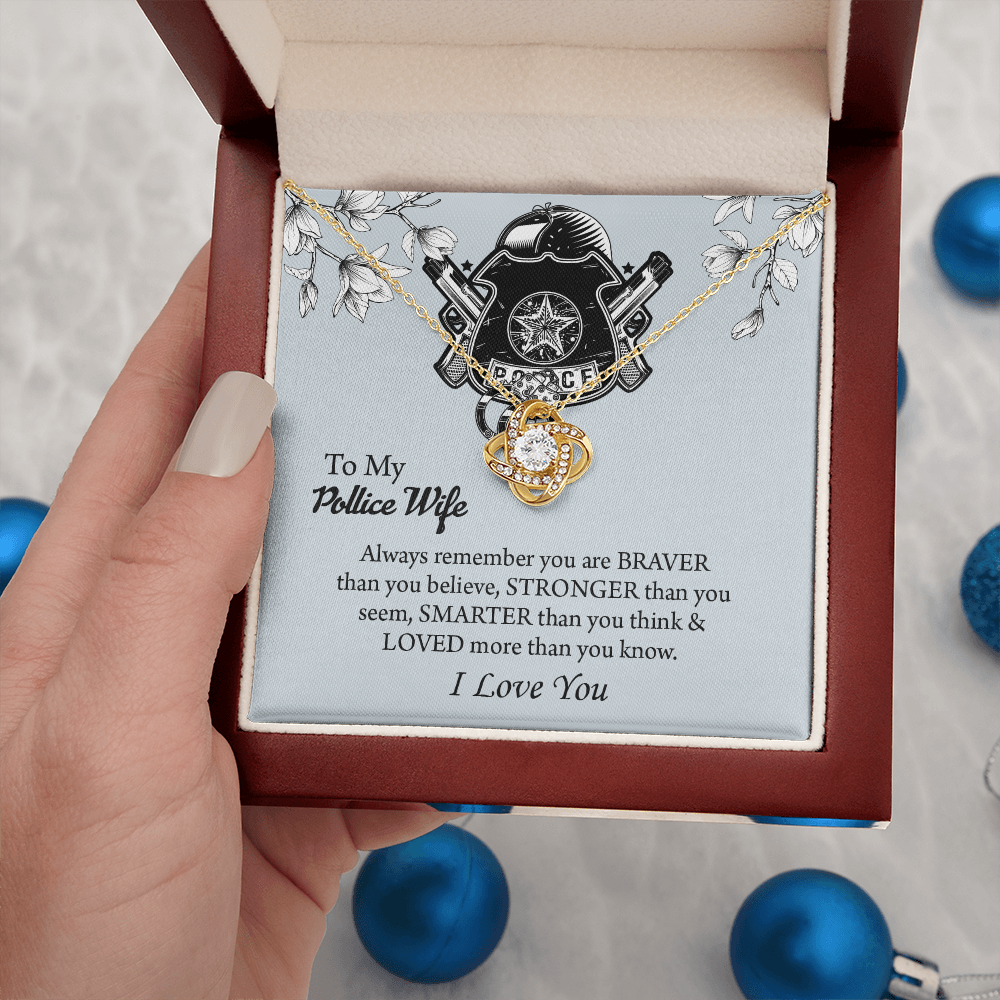 To My Police Wife Love Knot Necklace, Gift for Police Officer Wife, Police Wife Anniversary Present, Husband To Wife Birthday Gifts