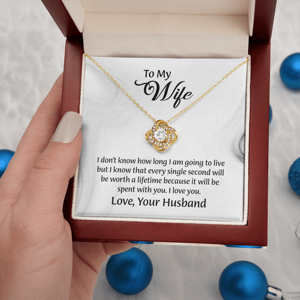 To My Wife Love Knot Necklace, Message Card Jewelry, Wife Jewelry, Anniversary Gift for Wife, Wife Birthday Gift, Necklace for Wife