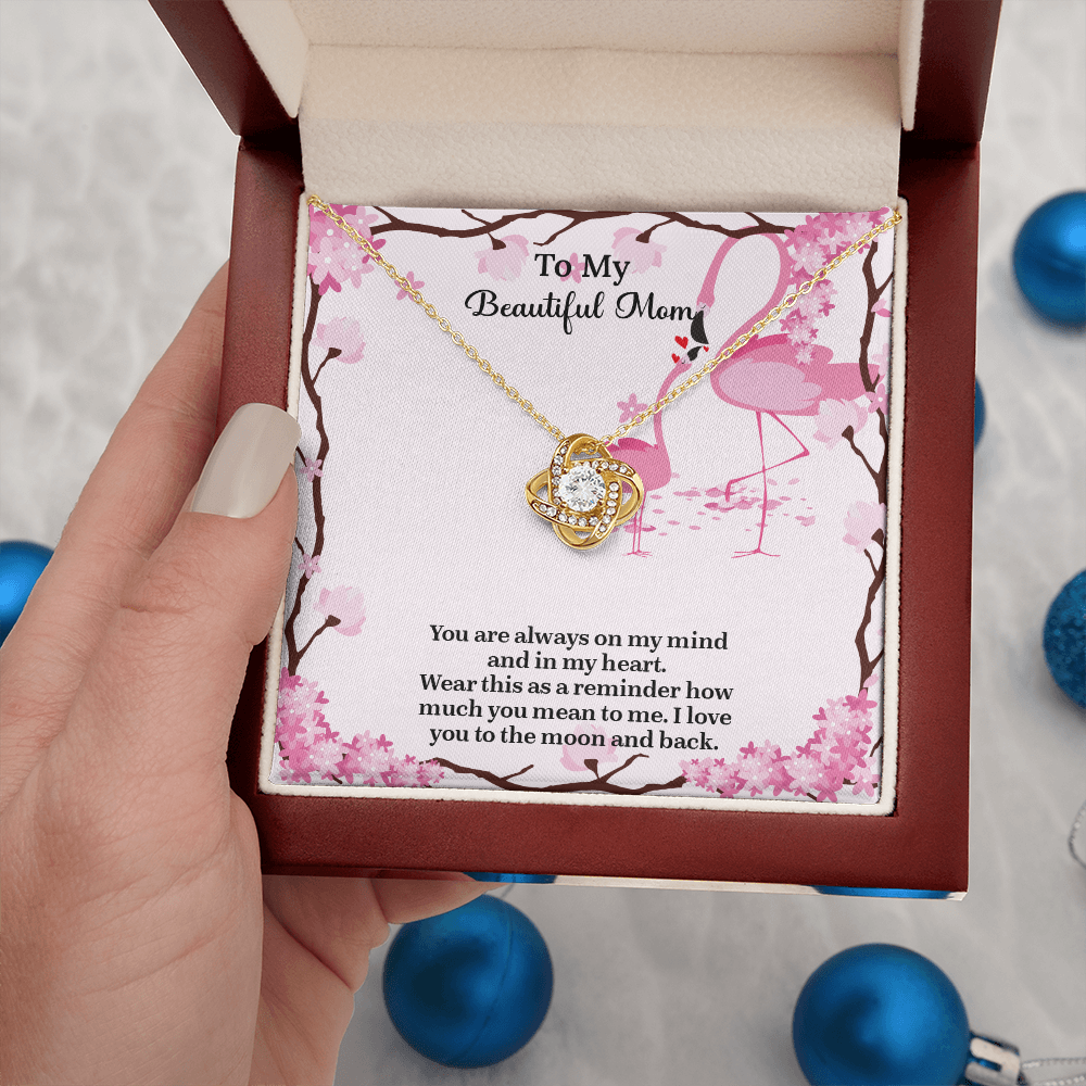 To My Beautiful Mom Love Knot Necklace from Daughter, Mothers Day Gift for Mom, Thoughtful Present from Son