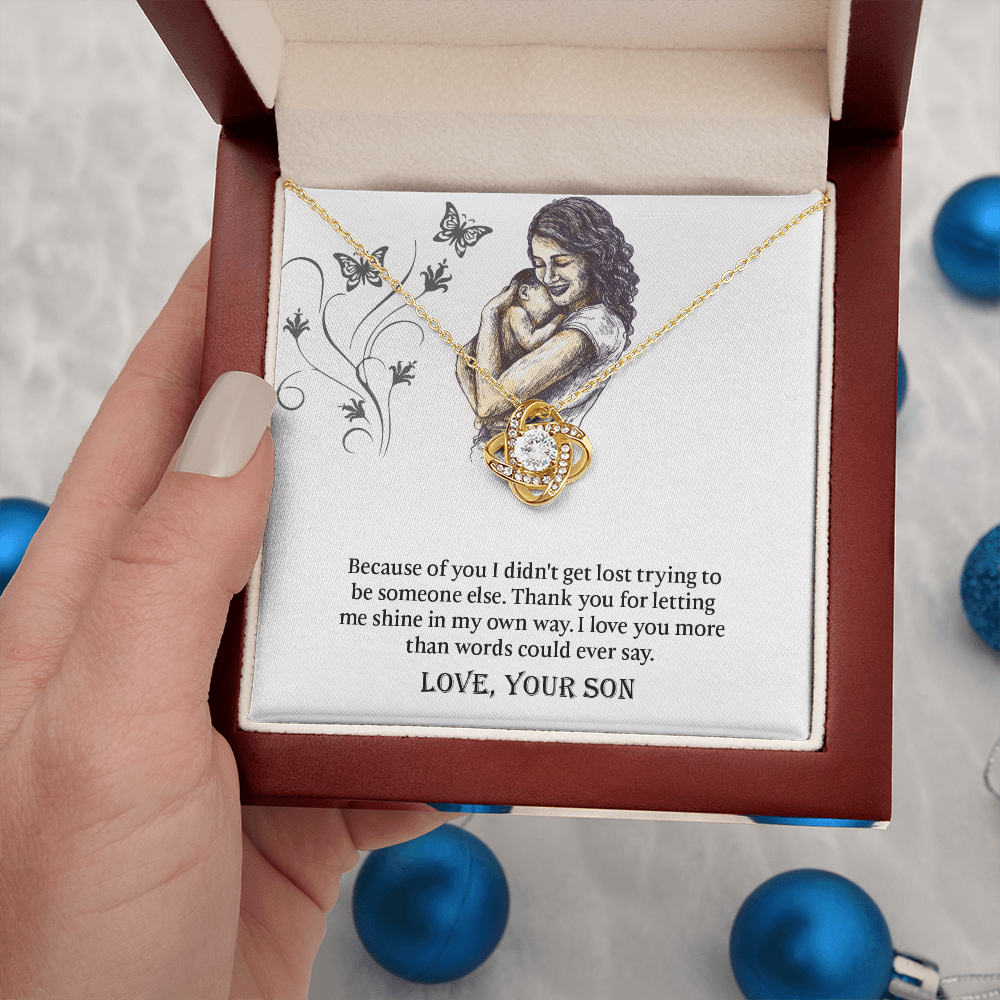 To My Mom Love Knot Necklace, Presents for Mom, Mothers Day Gift From Son, Mama Necklace