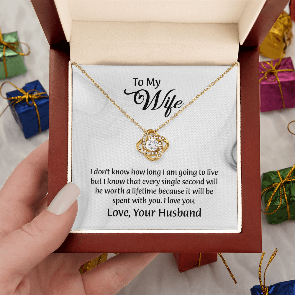 To My Wife Love Knot Necklace, Message Card Jewelry, Wife Jewelry, Anniversary Gift for Wife, Wife Birthday Gift, Necklace for Wife