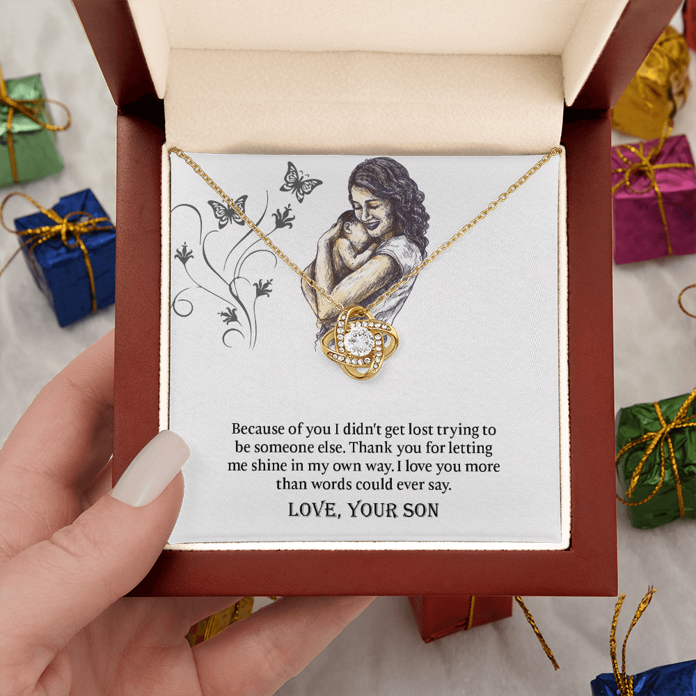 To My Mom Love Knot Necklace, Presents for Mom, Mothers Day Gift From Son, Mama Necklace