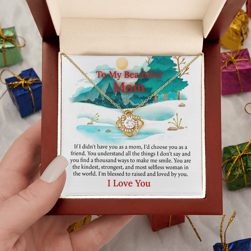 To My Beautiful Mom Love Knot Necklace From Daughter, Thoughtful Present From Son, Mothers Day Gift To Mom