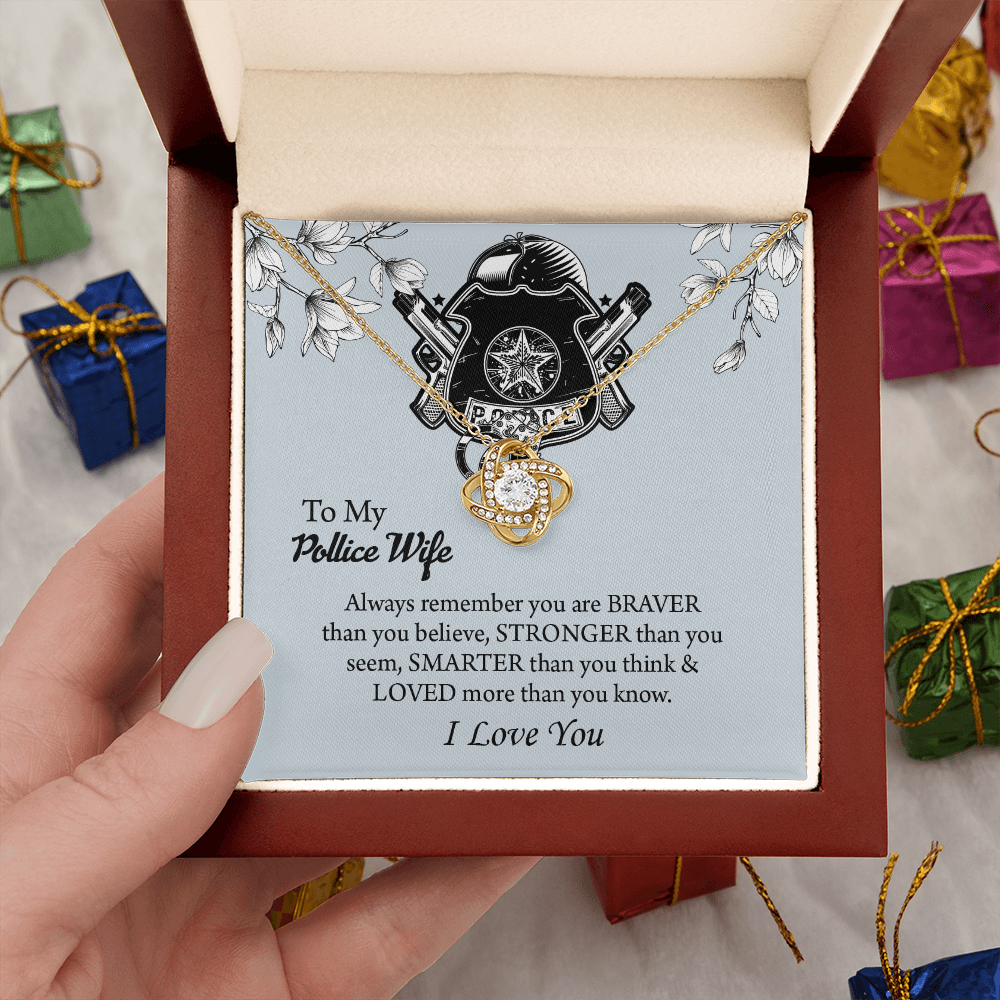 To My Police Wife Love Knot Necklace, Gift for Police Officer Wife, Police Wife Anniversary Present, Husband To Wife Birthday Gifts