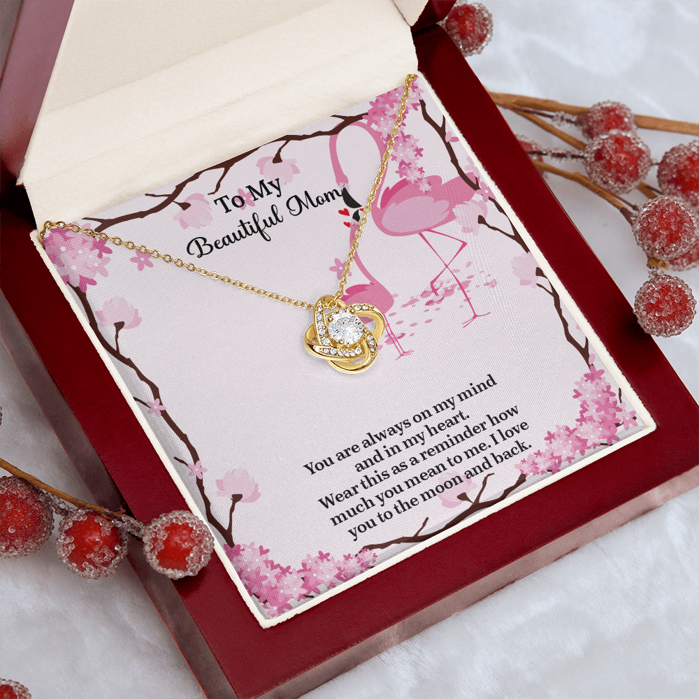 To My Beautiful Mom Love Knot Necklace from Daughter, Mothers Day Gift for Mom, Thoughtful Present from Son