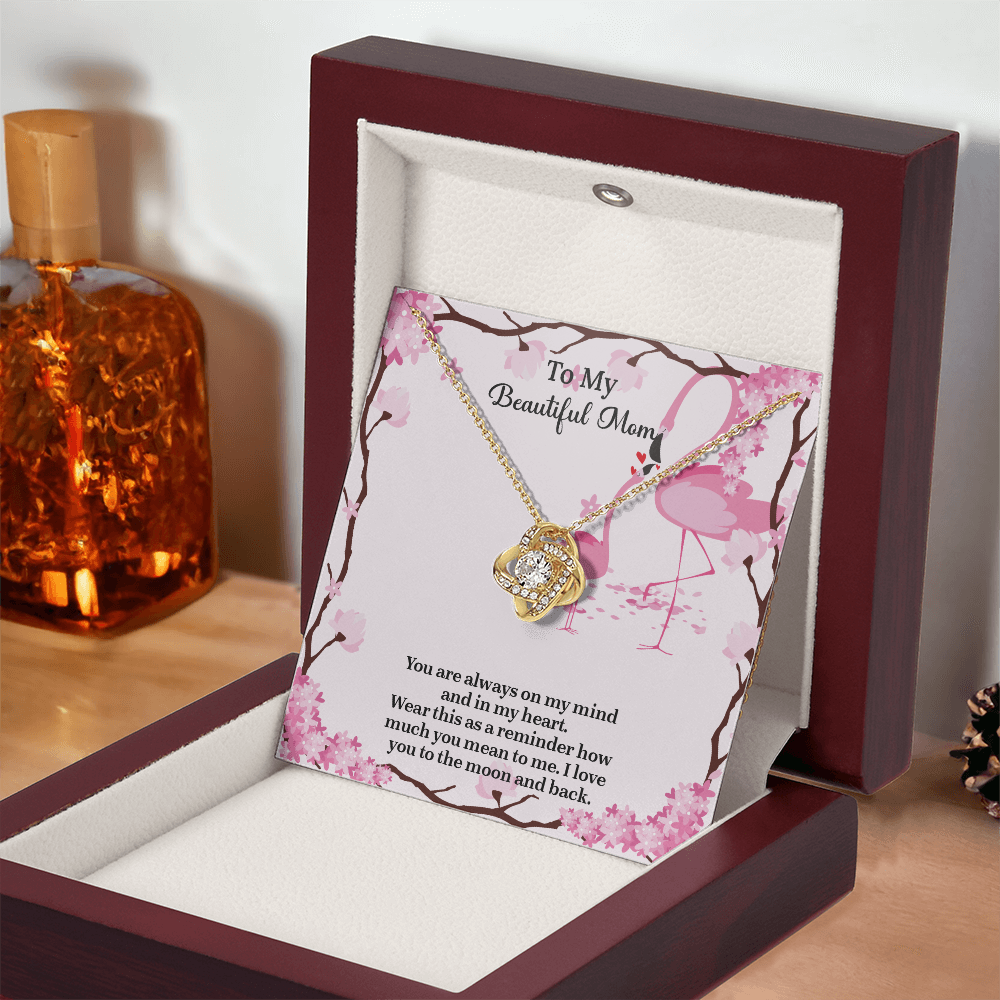 To My Beautiful Mom Love Knot Necklace from Daughter, Mothers Day Gift for Mom, Thoughtful Present from Son