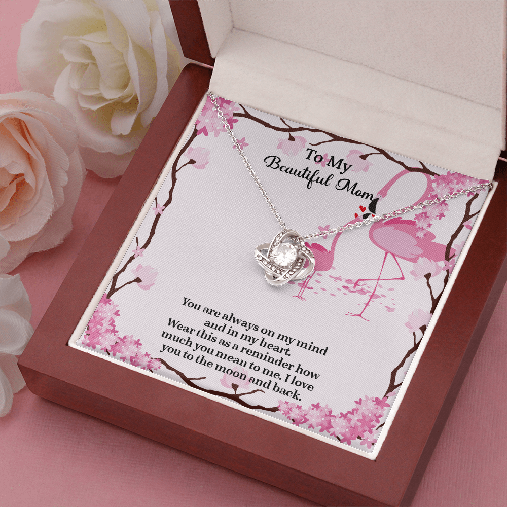 To My Beautiful Mom Love Knot Necklace from Daughter, Mothers Day Gift for Mom, Thoughtful Present from Son