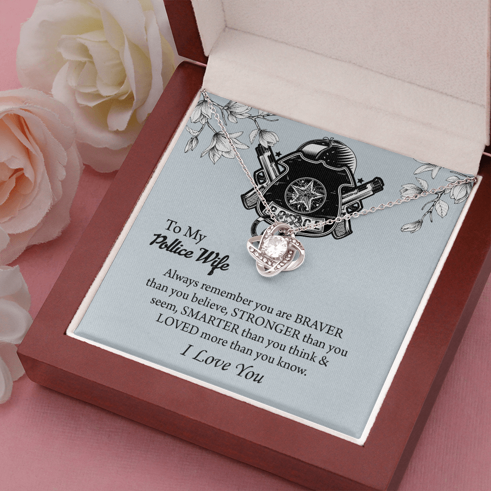 To My Police Wife Love Knot Necklace, Gift for Police Officer Wife, Police Wife Anniversary Present, Husband To Wife Birthday Gifts
