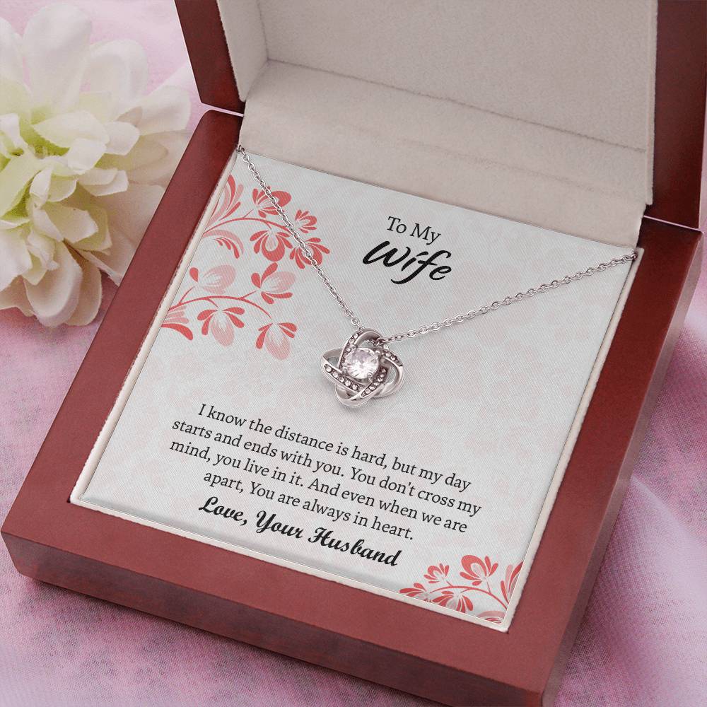 To My Wife Love Knot Necklace, Message Card Jewelry, Anniversary Gift for Wife, Wife Birthday Gift, Necklace for Wife