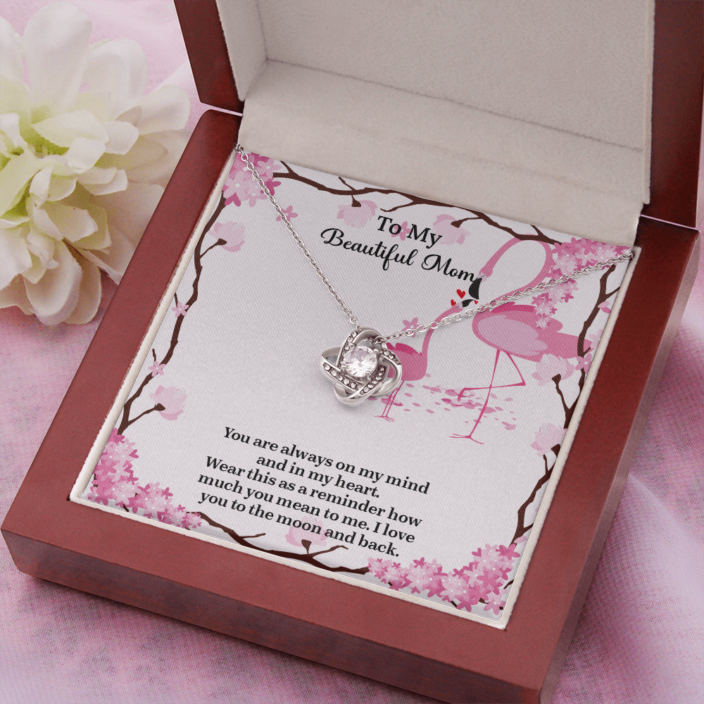To My Beautiful Mom Love Knot Necklace from Daughter, Mothers Day Gift for Mom, Thoughtful Present from Son