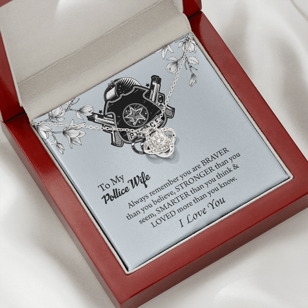 To My Police Wife Love Knot Necklace, Gift for Police Officer Wife, Police Wife Anniversary Present, Husband To Wife Birthday Gifts