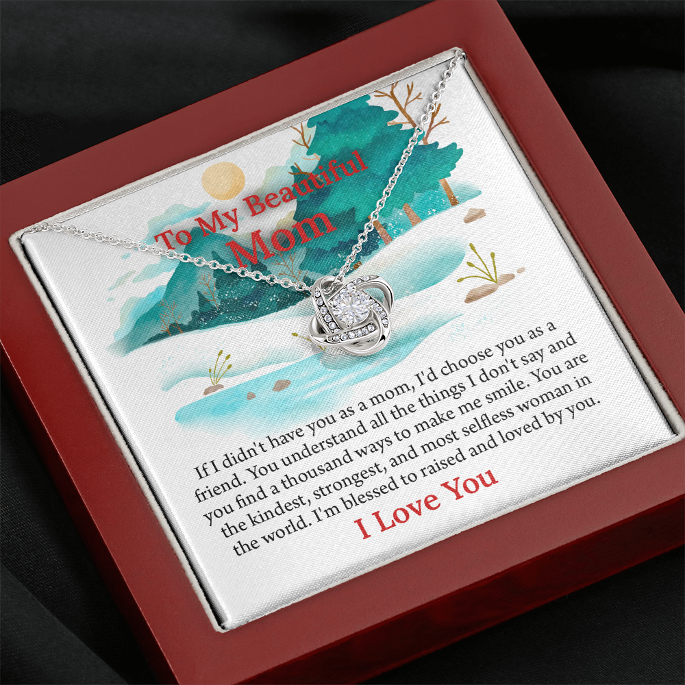 To My Beautiful Mom Love Knot Necklace From Daughter, Thoughtful Present From Son, Mothers Day Gift To Mom