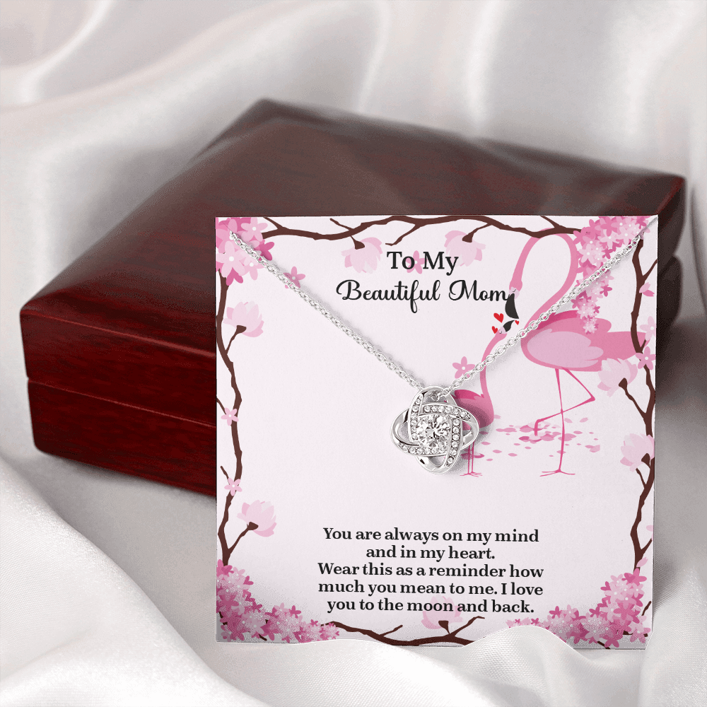 To My Beautiful Mom Love Knot Necklace from Daughter, Mothers Day Gift for Mom, Thoughtful Present from Son