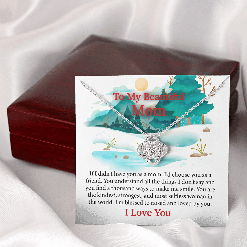 To My Beautiful Mom Love Knot Necklace From Daughter, Thoughtful Present From Son, Mothers Day Gift To Mom