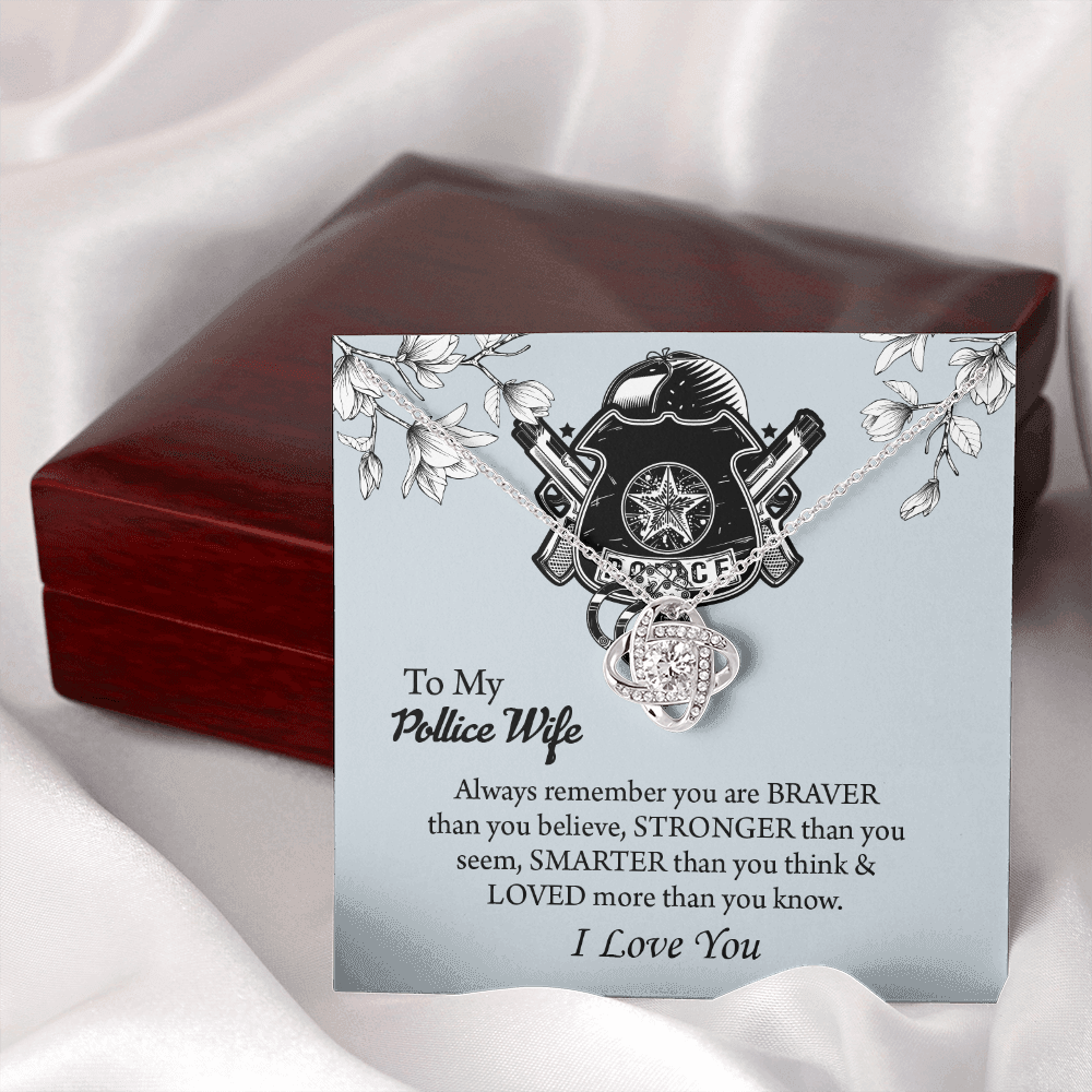 To My Police Wife Love Knot Necklace, Gift for Police Officer Wife, Police Wife Anniversary Present, Husband To Wife Birthday Gifts
