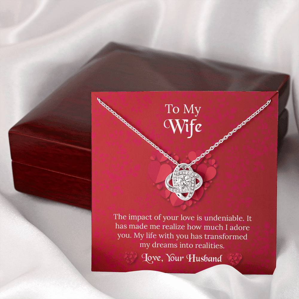 To My Wife Love Knot Necklace, Message Card Jewelry, Anniversary Gift for Wife, Wife Birthday Gift, Necklace for Wife