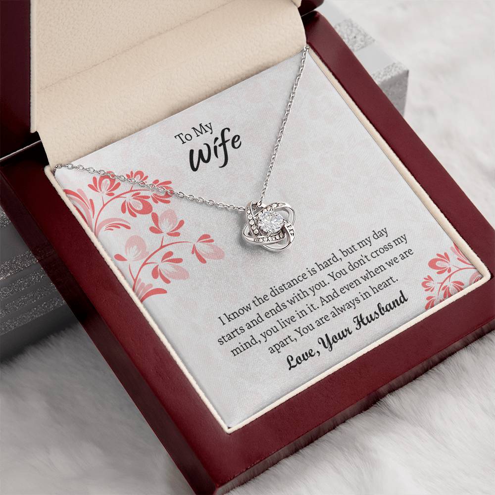 To My Wife Love Knot Necklace, Message Card Jewelry, Anniversary Gift for Wife, Wife Birthday Gift, Necklace for Wife