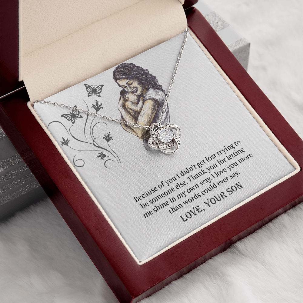 To My Mom Love Knot Necklace, Presents for Mom, Mothers Day Gift From Son, Mama Necklace