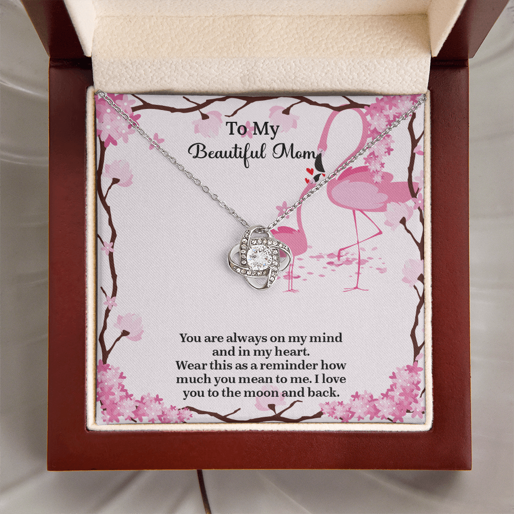 To My Beautiful Mom Love Knot Necklace from Daughter, Mothers Day Gift for Mom, Thoughtful Present from Son