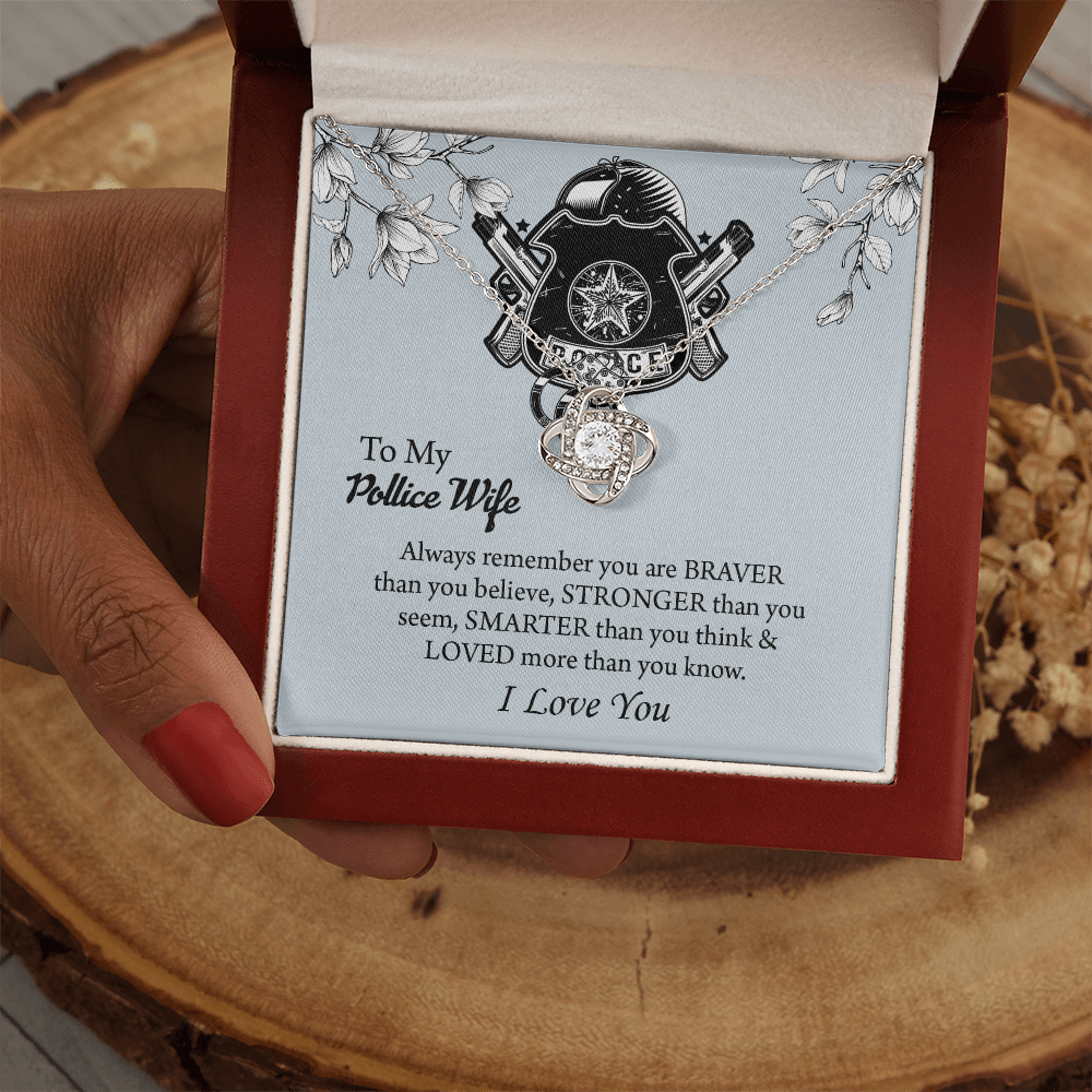 To My Police Wife Love Knot Necklace, Gift for Police Officer Wife, Police Wife Anniversary Present, Husband To Wife Birthday Gifts