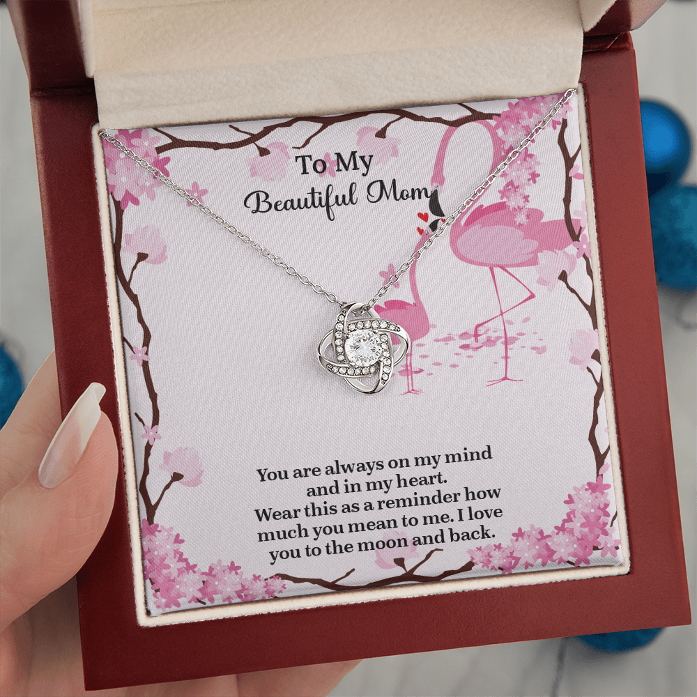 To My Beautiful Mom Love Knot Necklace from Daughter, Mothers Day Gift for Mom, Thoughtful Present from Son