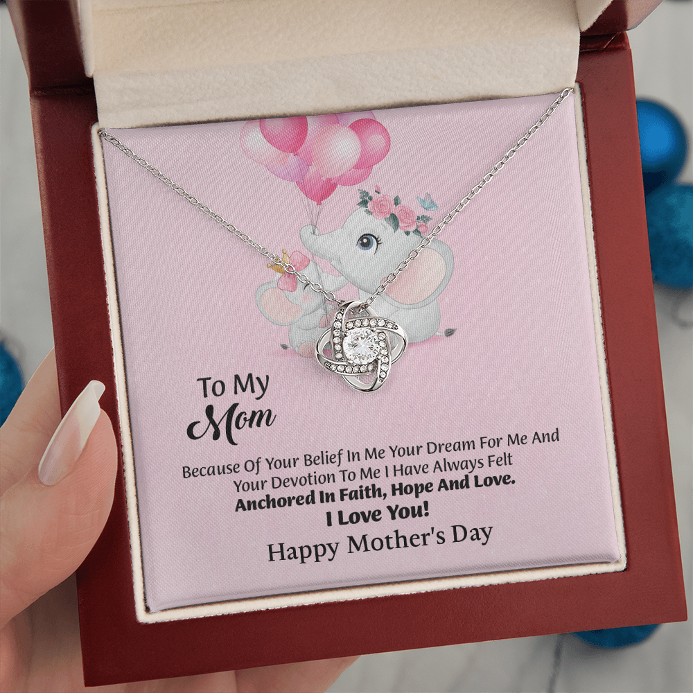 To My Mom Love Knot Necklace From Daughter, Thoughtful Present From Son, Mothers Day Gift To Mom