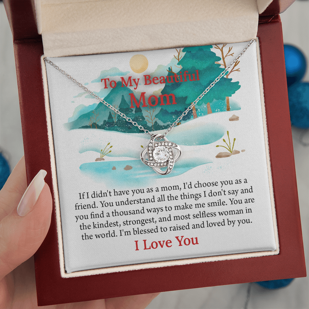 To My Beautiful Mom Love Knot Necklace From Daughter, Thoughtful Present From Son, Mothers Day Gift To Mom