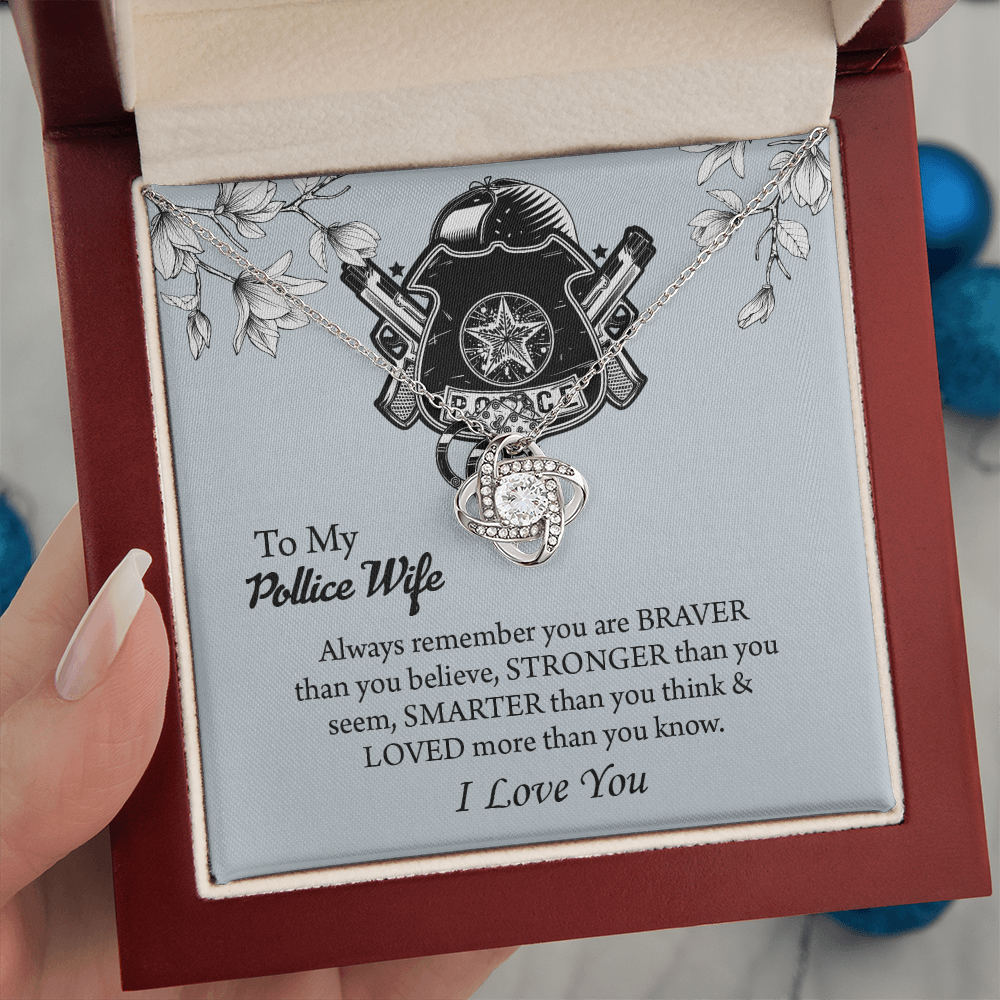 To My Police Wife Love Knot Necklace, Gift for Police Officer Wife, Police Wife Anniversary Present, Husband To Wife Birthday Gifts