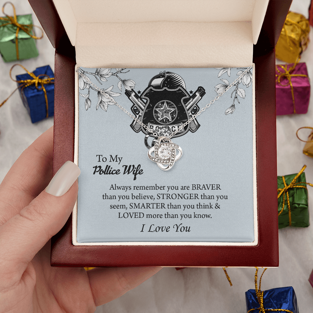 To My Police Wife Love Knot Necklace, Gift for Police Officer Wife, Police Wife Anniversary Present, Husband To Wife Birthday Gifts