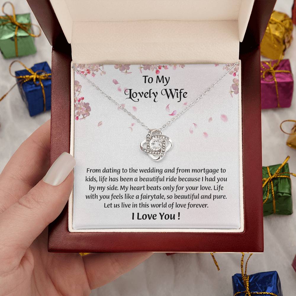 My Lovely Wife Love Knot Necklace, Romantic Anniversary Gift For Wife, Wife Birthday Gift, Necklace For Wife