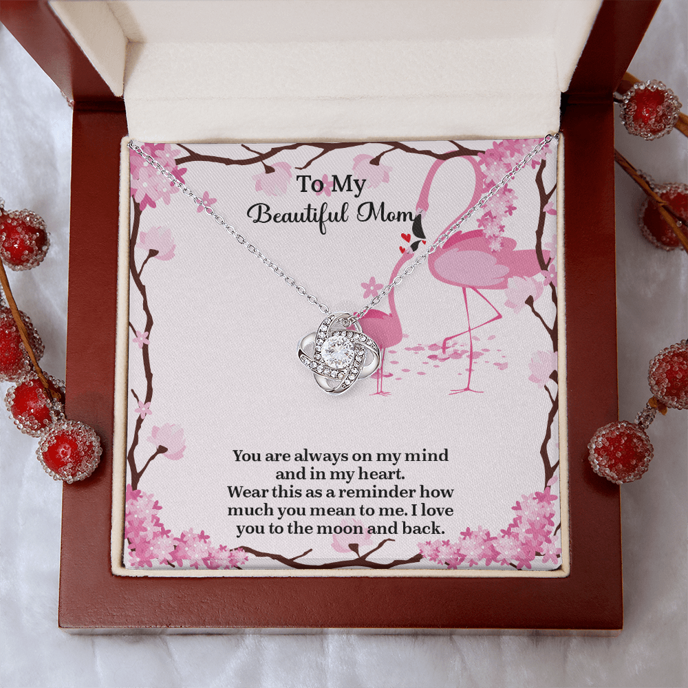 To My Beautiful Mom Love Knot Necklace from Daughter, Mothers Day Gift for Mom, Thoughtful Present from Son