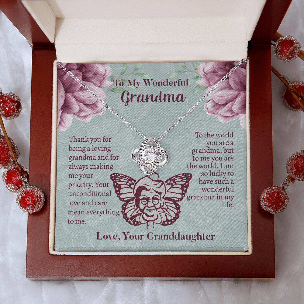 To My Wonderful Grandma Love Knot Necklace, Grandmother Necklace, Grandma Gift, Gift For Grandma from granddaughter