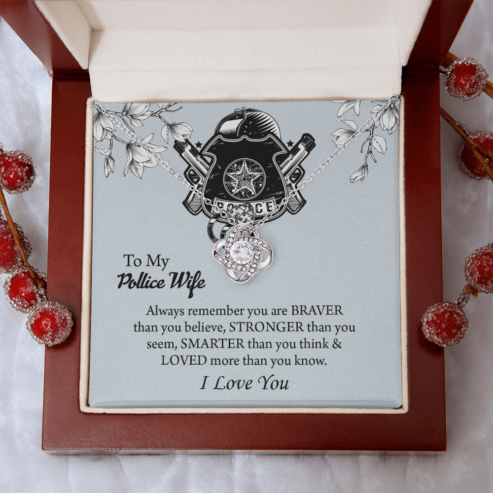 To My Police Wife Love Knot Necklace, Gift for Police Officer Wife, Police Wife Anniversary Present, Husband To Wife Birthday Gifts