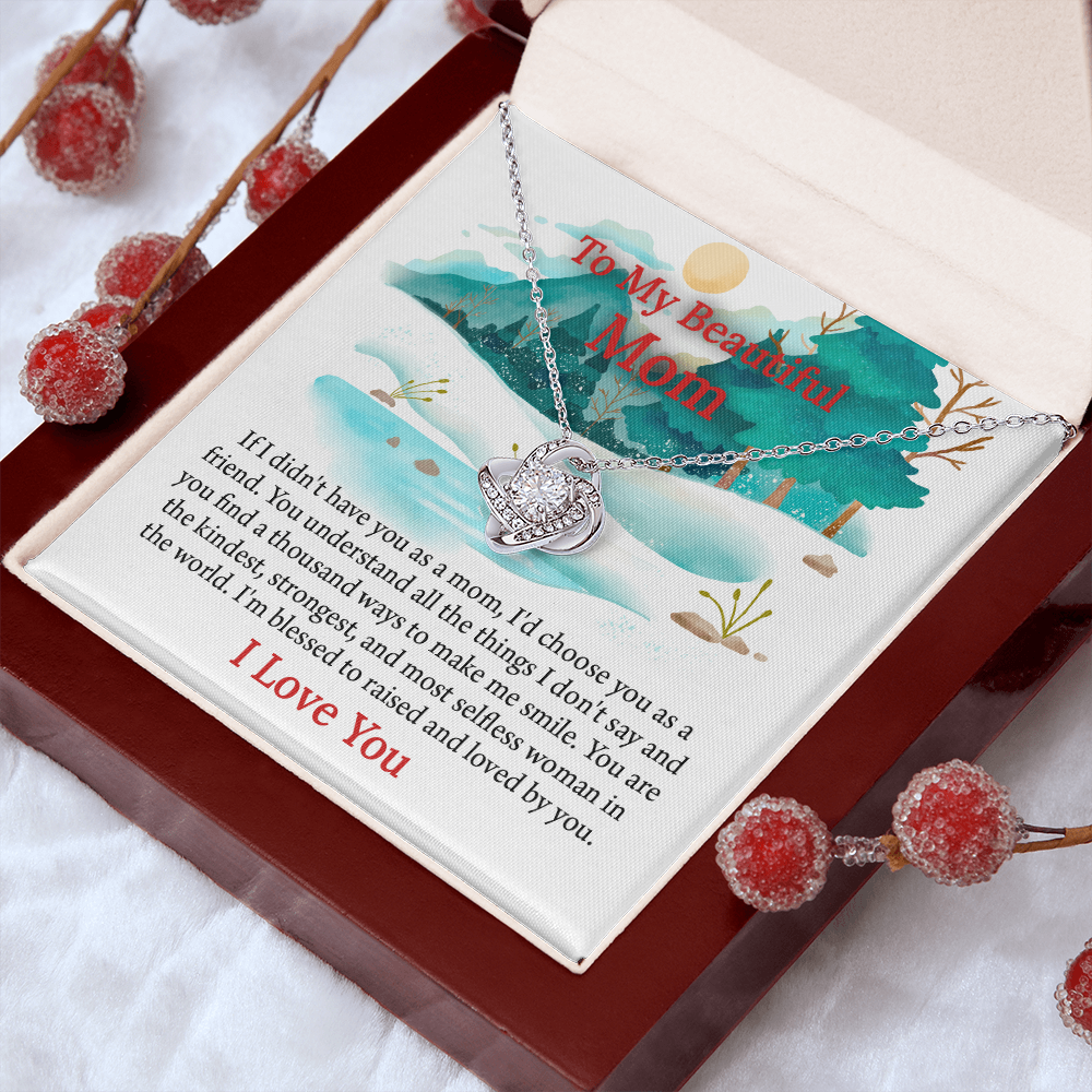 To My Beautiful Mom Love Knot Necklace From Daughter, Thoughtful Present From Son, Mothers Day Gift To Mom