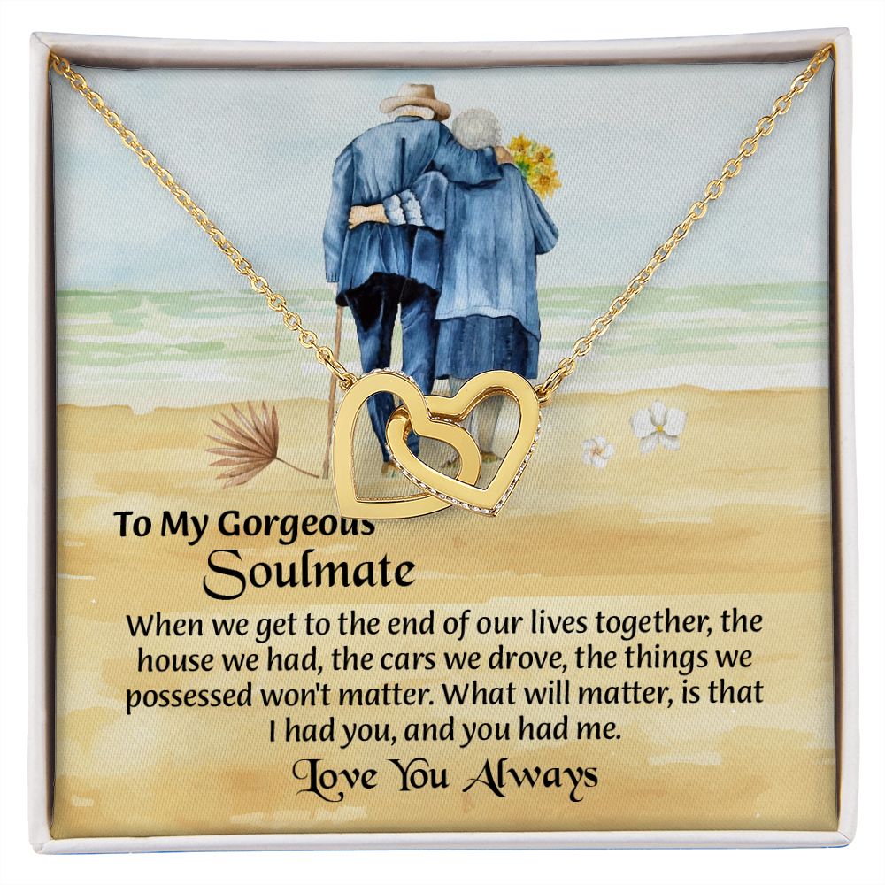 UNIDAZE To My Soulmate Necklace, Interlocking Heart Necklace, Valentine Gift For Her, Gift For Soulmate, Gift For Wife Girlfriend ShineOn Fulfillment C30028T C30028TG lx-C30028 PB23-WOOD PT-4382 TNM-1 USER-188348