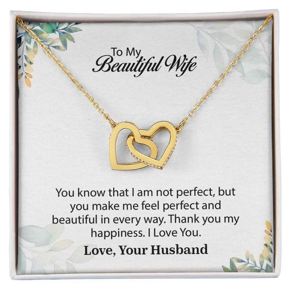 My Beautiful Wife Interlocking Hearts Necklace, Necklace for Wife, Anniversary Gift For Wife, Wife Birthday Gift