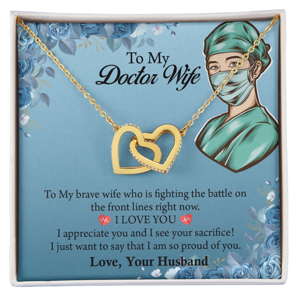 To My Doctor Wife Interlocking Hearts Necklace , Anniversary Gift for Wife, Wife Birthday Gift, Doctor Graduation Jewelry Gifts