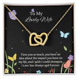 To My Lovely Wife Interlocking Hearts Necklace, Romantic Anniversary Gift For Wife, Wife Birthday Gift, Necklace For Wife