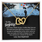 To My Girlfriend interlocking hearts  Necklace, Gift for Girlfriend, Anniversary Gift for Girlfriend, Girlfriend Birthday Gift