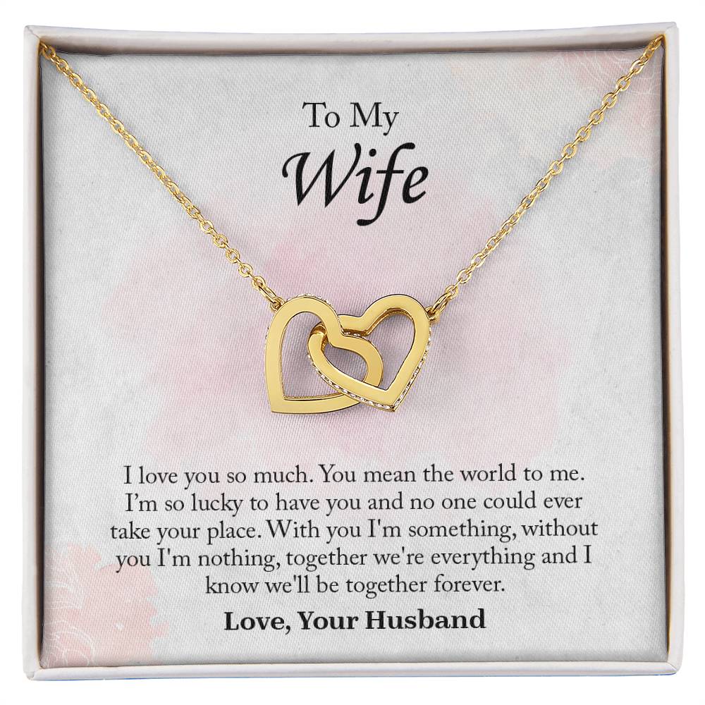 To My Wife Interlocking Hearts Necklace, Wife Jewelry, Romantic Anniversary Gift For Wife, Wife Birthday Gift, Necklace For Wife