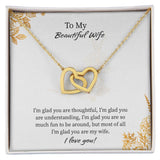 Interlocking Hearts Necklace For Wife, Necklace Gift From Husband, Romantic Anniversary Gift For Wife, Wife Birthday Gift