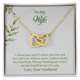 To My Wife Interlocking Hearts Necklace, Wife Jewelry, Anniversary Gift for Wife, Wife Birthday Gift, Necklace for Wife