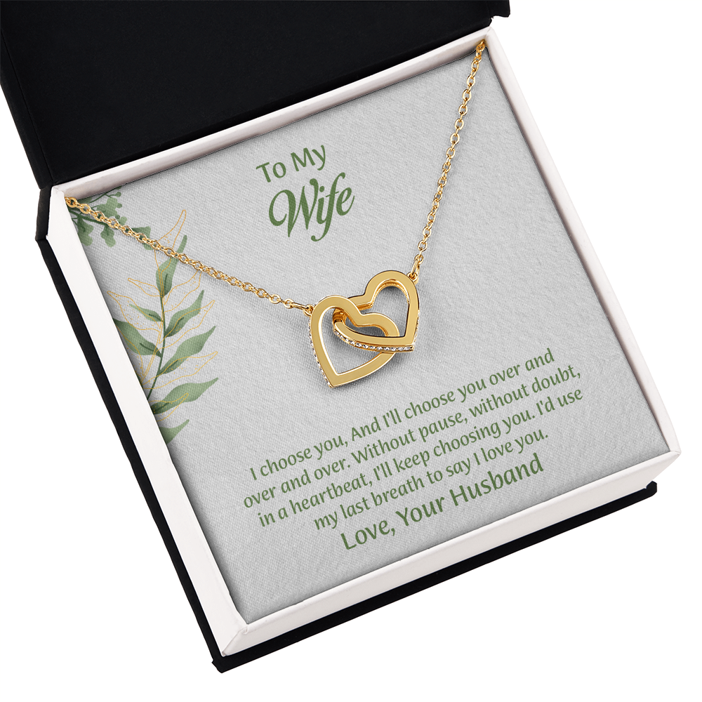 To My Wife Interlocking Hearts Necklace, Wife Jewelry, Anniversary Gift for Wife, Wife Birthday Gift, Necklace for Wife