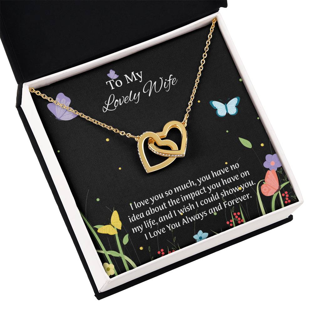 To My Lovely Wife Interlocking Hearts Necklace, Romantic Anniversary Gift For Wife, Wife Birthday Gift, Necklace For Wife