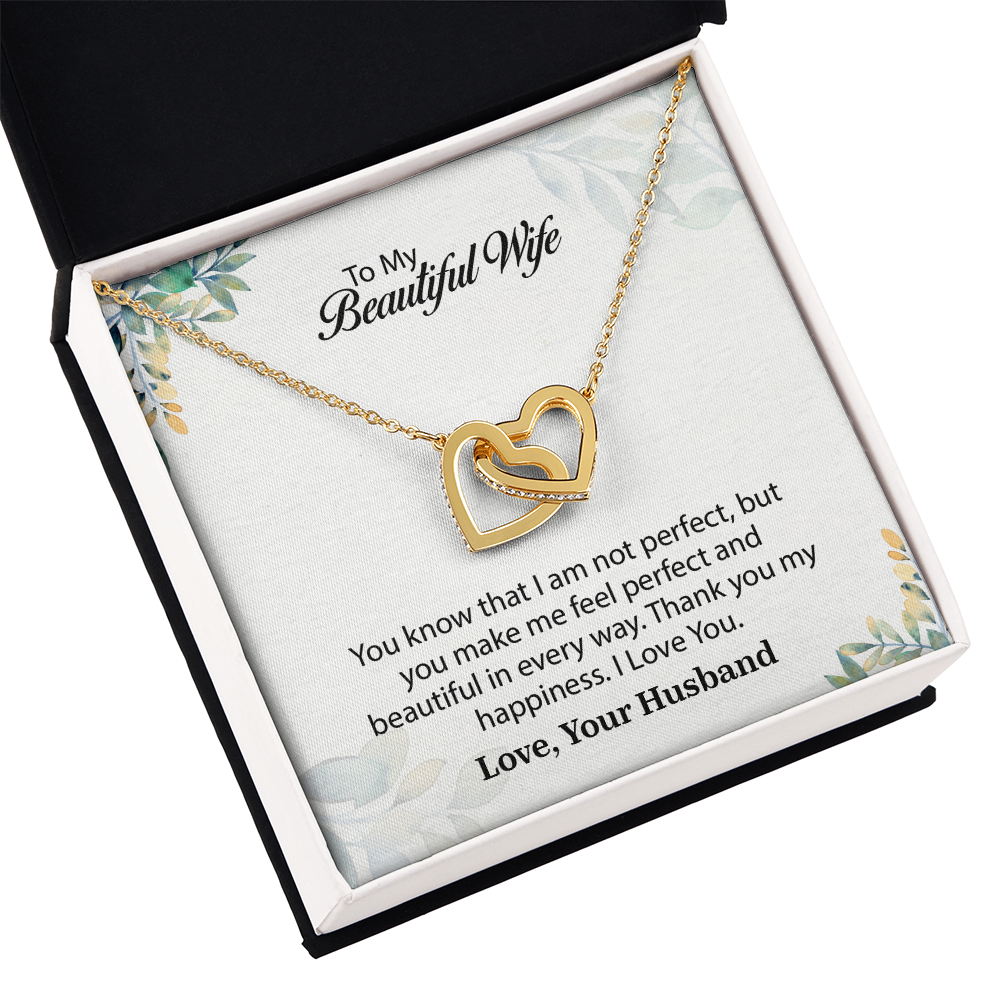 My Beautiful Wife Interlocking Hearts Necklace, Necklace for Wife, Anniversary Gift For Wife, Wife Birthday Gift