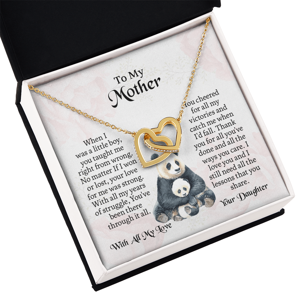 To My Mother Interlocking Hearts Necklace, Mothers Day Necklace For Mom, Mom Birthday Gift From Daughter, Message Card Jewelry For Mom