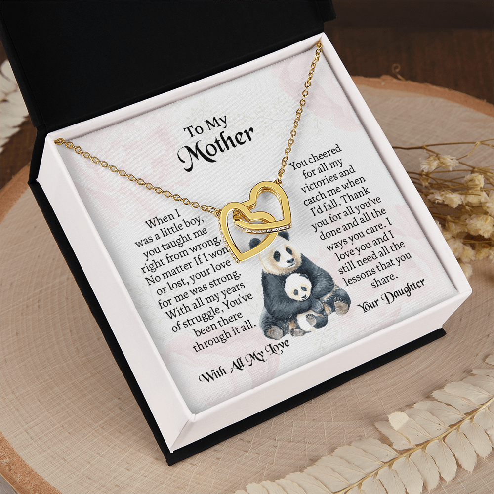To My Mother Interlocking Hearts Necklace, Mothers Day Necklace For Mom, Mom Birthday Gift From Daughter, Message Card Jewelry For Mom